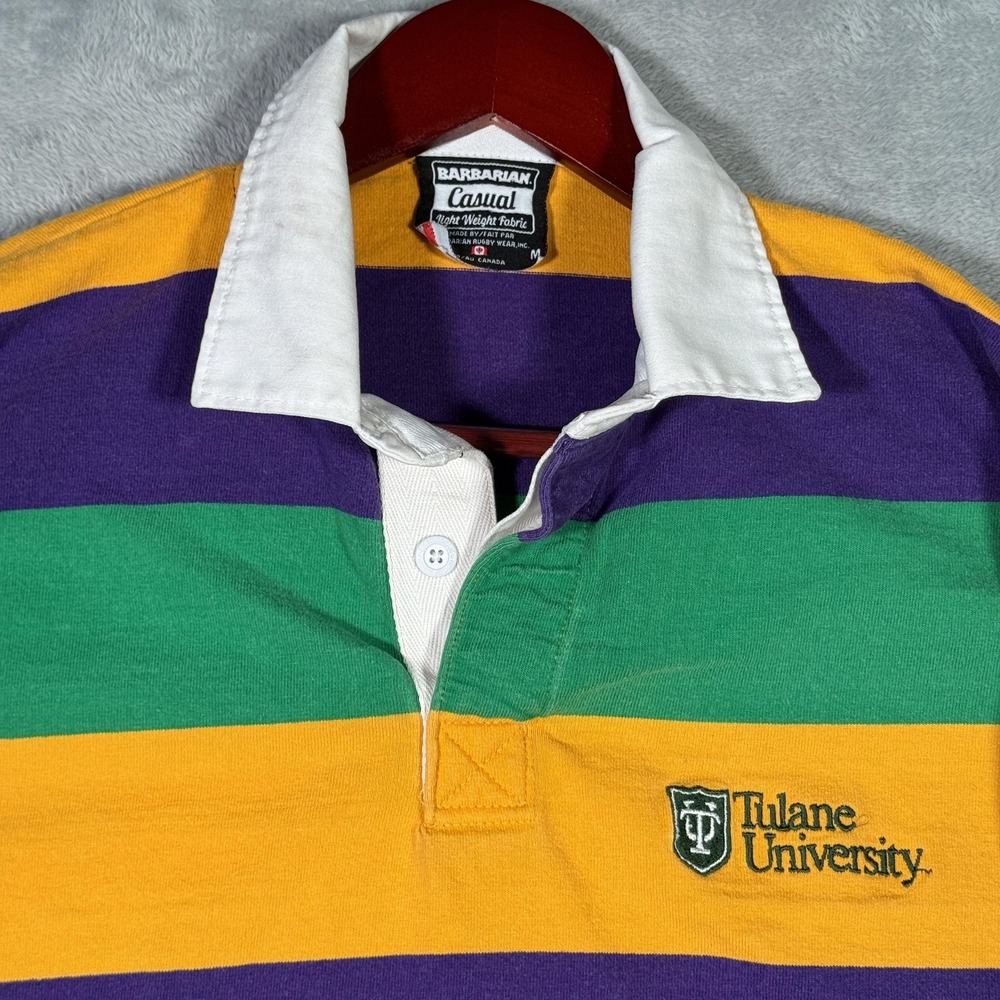 Tulane Green Wave Shirt Mens Medium Multi Color NCAA Rugby Barbarian Long Sleeve - Picture 1 of 9